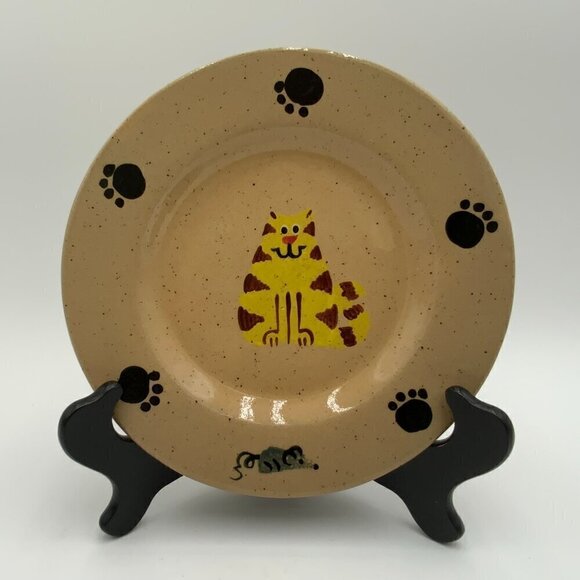 Vintage 2000 Three Rivers Pottery Cat & Mouse 25th Anniversary USA Amy - Picture 1 of 7